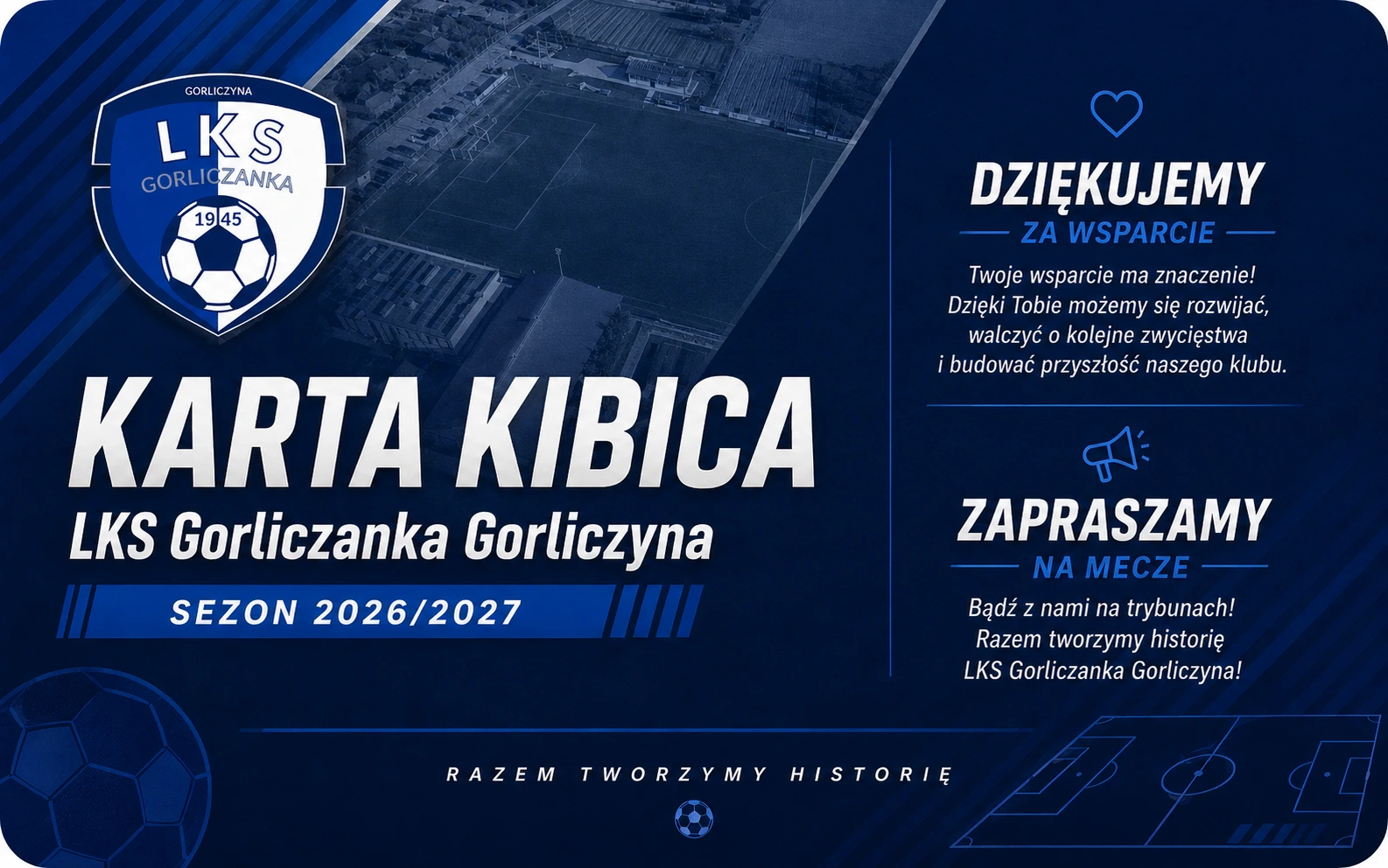 Tył Karty Kibica LKS Gorliczanka Gorliczyna, sezon 2026/2027